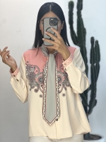 شومیز جلوگلدار نگینی کراواتی