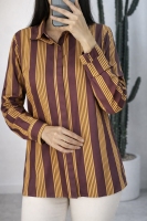 شومیز میله ای دکمه مخفی