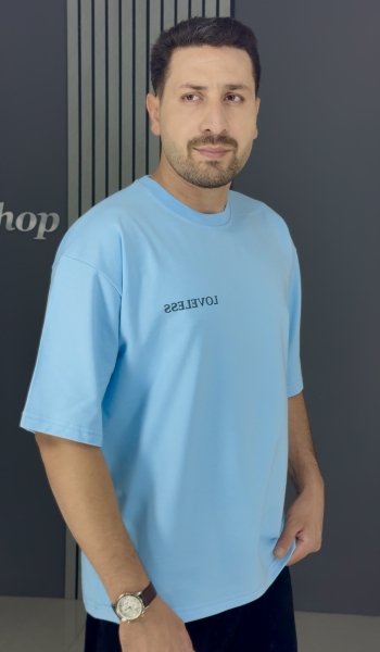 تیشرت قواره لش ماکان آبی ( پشت و رو چاپ )