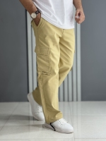 شلوار کارگو کتان نیل کرم