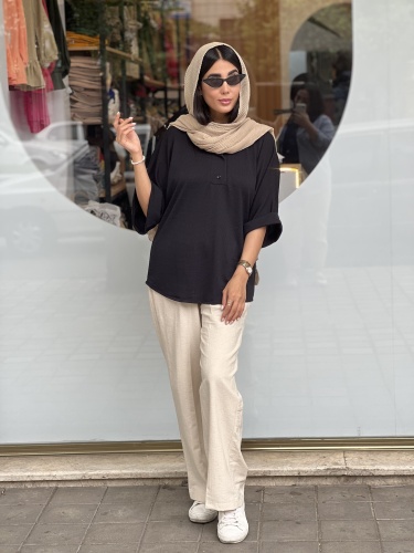 مانتو تسلا جلوبسته مشکی