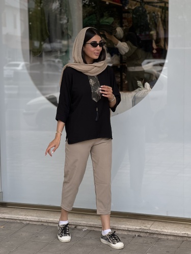 مانتو جلو بسته مشکی خرجکار