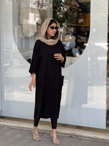 کفتان مشکی ساده بغل جیب