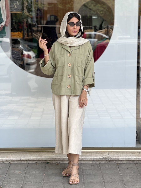 کت دکمه درشت جلو دوخت