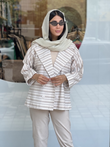 کت راه راه 4 دکمه