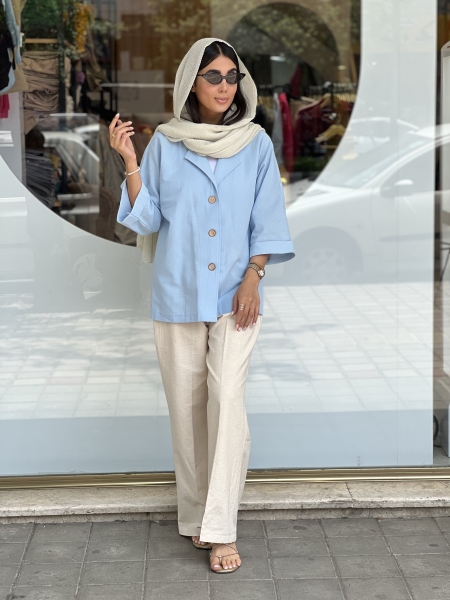 مانتو3دکمه آستین پاکتی