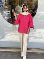 مانتو یقه3دکمه رنگی لینن