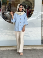 مانتو3دکمه آستین پاکتی