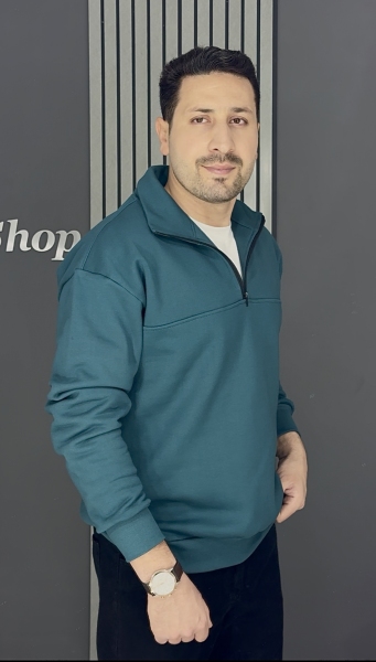 دورس نیم زیپ 3 نخ پنبه داخل کرک سبز تیره