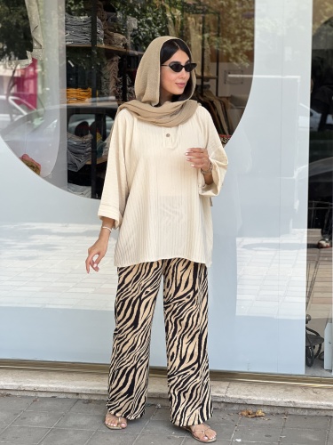 مانتو یقه دکمه چوبی مراکشی