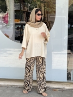 مانتو یقه دکمه چوبی مراکشی