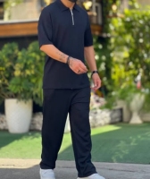 ست تیشرت نیم زیپ و شلوار بگ