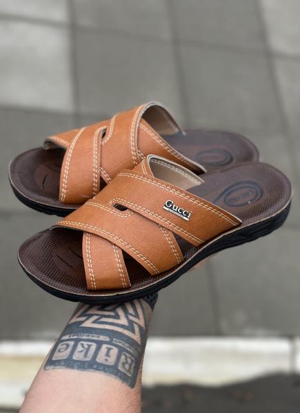 دمپایی کلاسیک مردانه Gucci عسلی