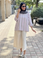 مانتو جلوبسته یقه7 راه راه