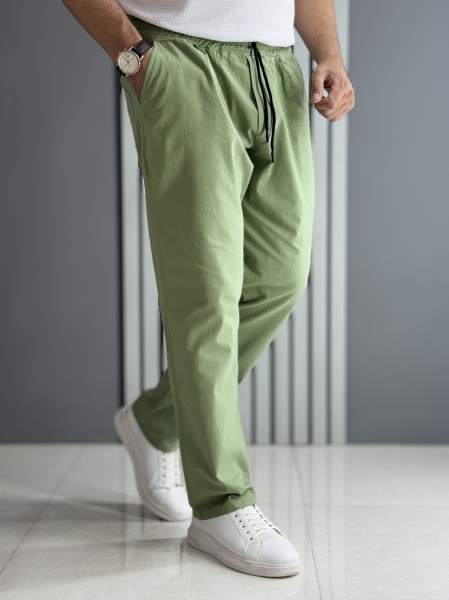 شلوار استرایت لینن سبز ( قد 103 سانت )