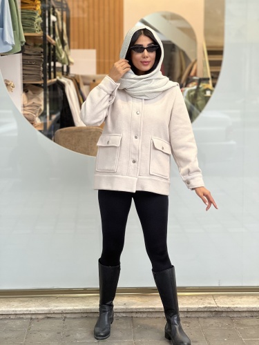پالتو پشمی دکمه آیینه ای