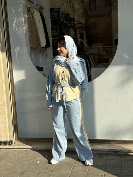 ست ترکیبی جین نوار دار