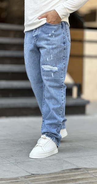 بگ جین آبی زاپدار کد 1009/1