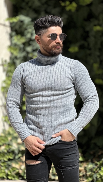 بافت یقه اسکی طوسی