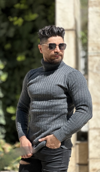 بافت یقه اسکی ذغالی