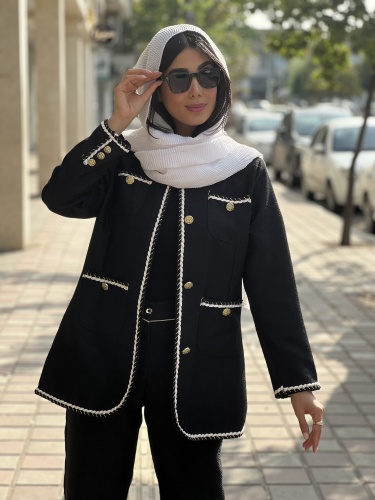 کت شلوار نواردار مشکی