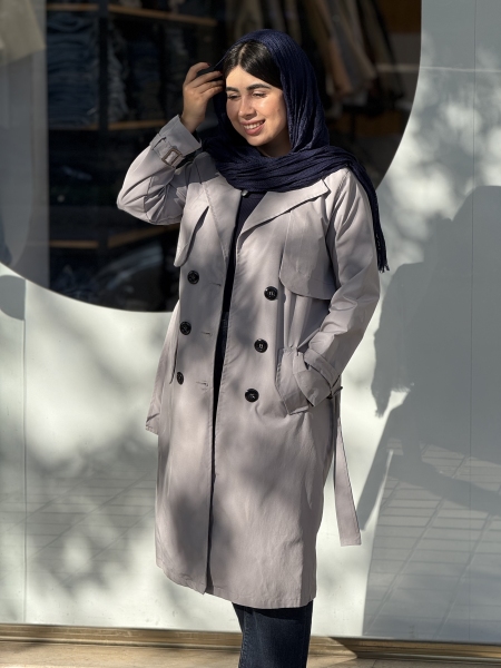 بارونی 6 دکمه آستین سگک بلند