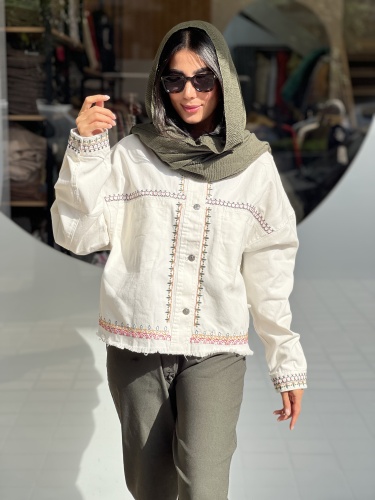 کت کتان خامه دوزی رنگی