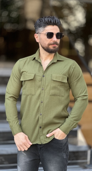 پیراهن کتان سبز ارتشی