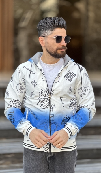 سویشرت سفید آبی فانتزی