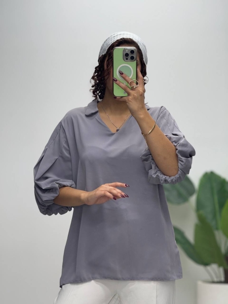 شومیز آستین پفی یقه دار7