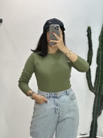 کراپ آستین بلند یقه گرد