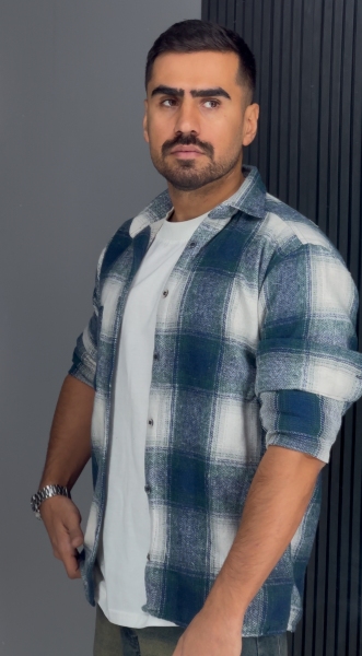 پیراهن پشمی وارداتی سرمه ای