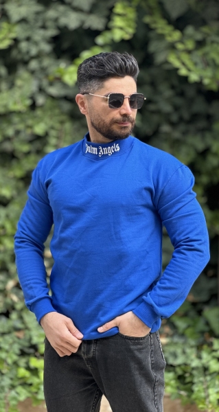 دورس یقه دار طرح palm آبی