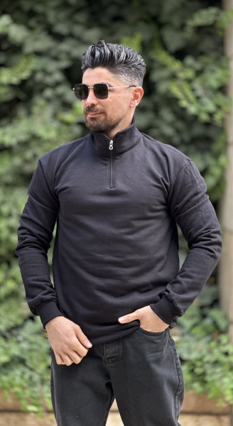 دورس نیم زیپ ساده مشکی