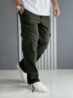 شلوار کارگو کتان نیل سبز