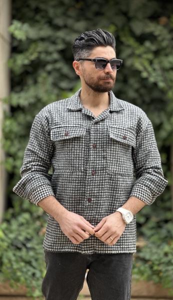 پیرهن پشمی طرح پیچازی مشکی سفید