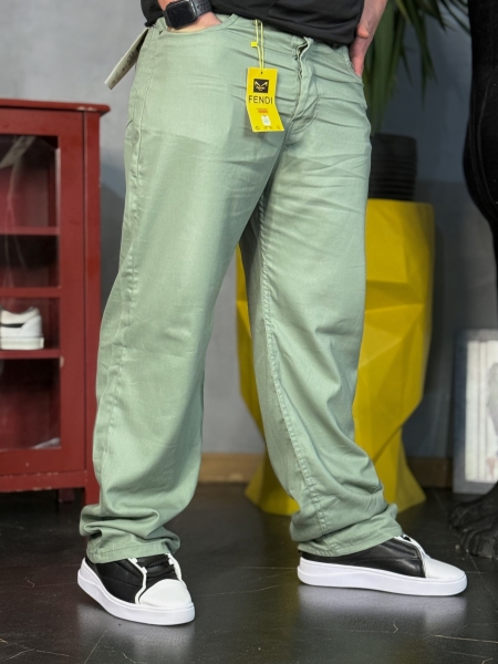 شلوار کتان حراجی FENDI پسته ای