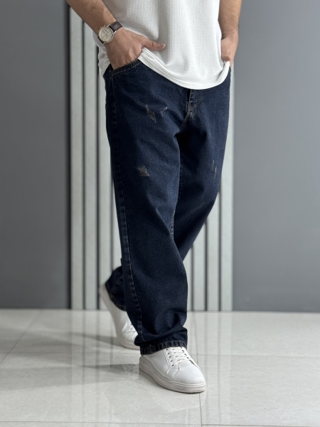 شلوارجین بگ آبی تیره ( قد 105سانت )