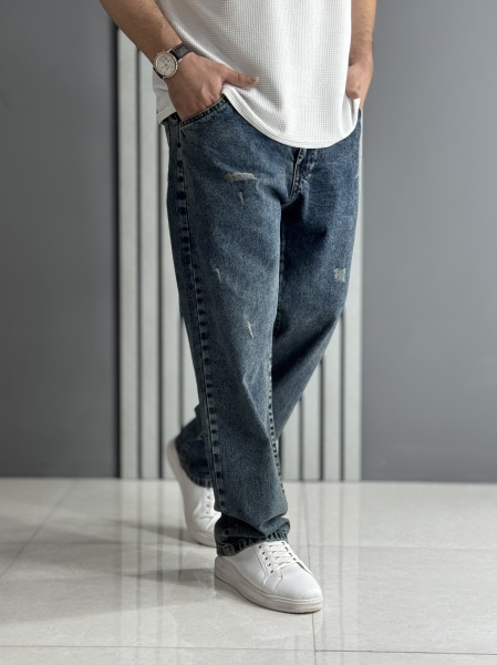 شلوار جین بگ آبی کثیف ( قد 105سانت )