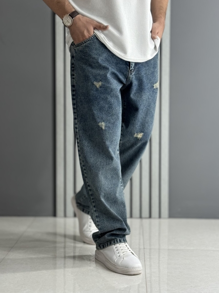 شلوار جین بگ آبی کثیف ( قد 105 سانت)