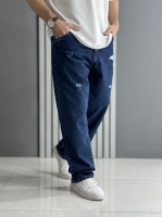 شلوار جین بگ آبی تیره (قد 105 سانت )