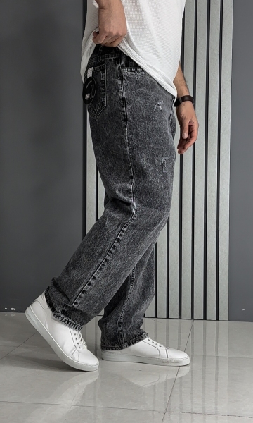 شلوار جین بگ ذغالی برفی گرم بالا