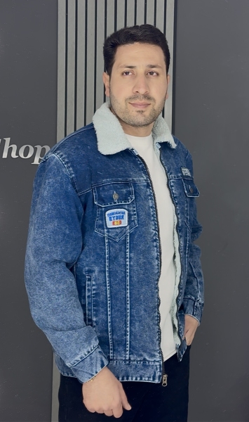 کاپشن جین داخل تدی آبی