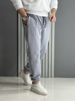 شلوار جاگر میله ای طوسی ( قد 100 سانت )