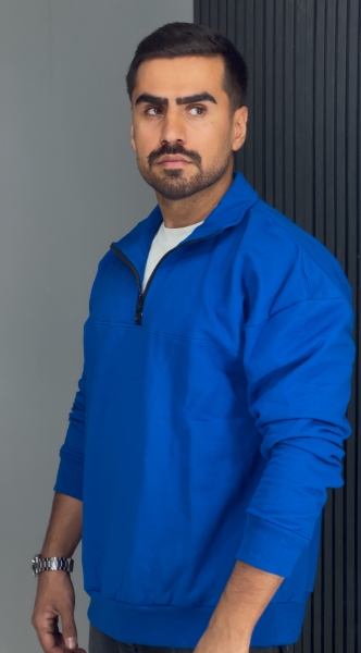 دورس نیم زیپ پنبه ابی