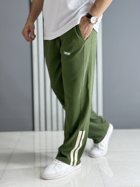 شلوار بگ مراکش میله ای سبز ( قد 105 سانت )