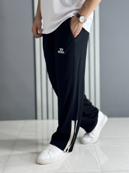 شلوار بگ مراکش میله ای مشکی ( قد 105 سانت )