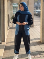 ست کتان جلیقه جین