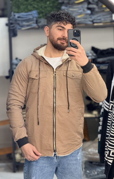 کاپشن کتان آجری