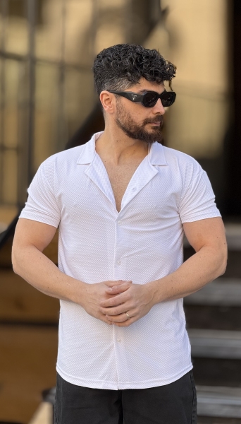 پیراهن مراکشی پارچه زنبوری سفید